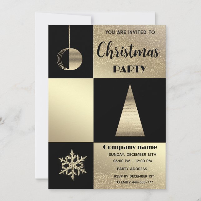 Invitación Fiesta de Navidades corporativos de bloques de col (Anverso)