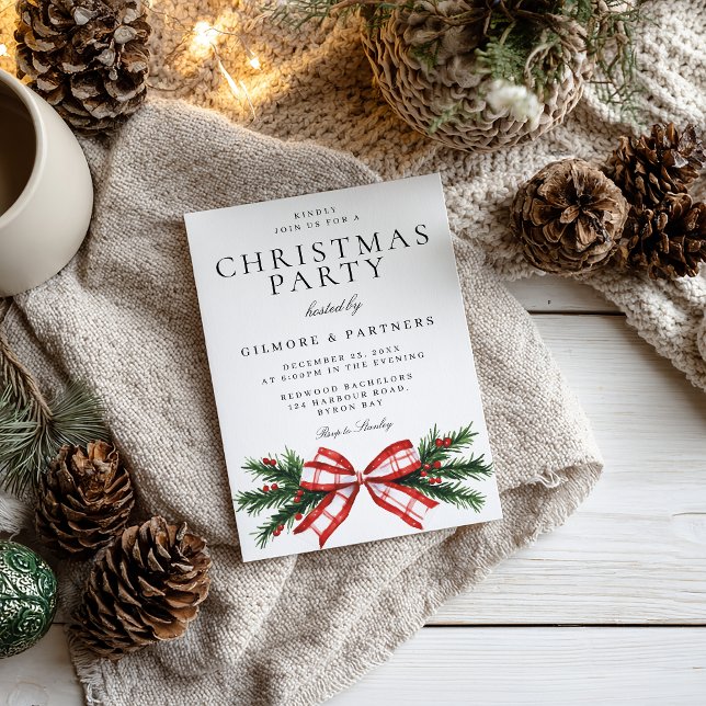 Invitación Fiesta de Navidades corporativos de Bow festivo (Subido por el creador)