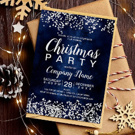 Invitación Fiesta de Navidades corporativos de color azul bri
