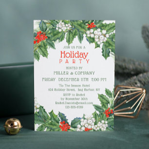 Invitación Fiesta de Navidades corporativos de Holiday Holly 