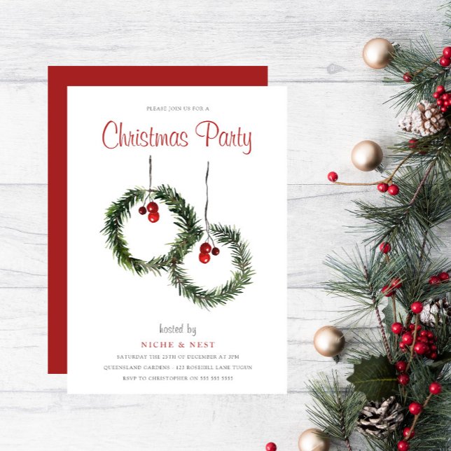 Invitación Fiesta de Navidades corporativos de Leaf Wreath fe (Subido por el creador)