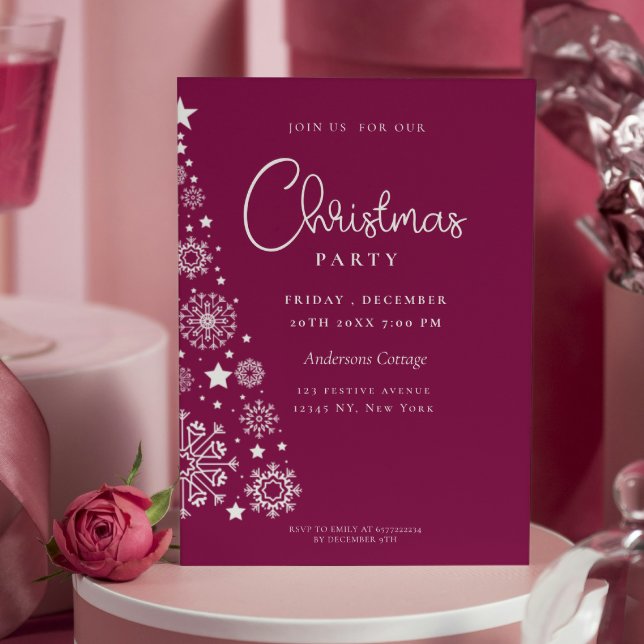 Invitación Fiesta de Navidades corporativos de magenta festiv (Unique Stylish Magenta Christmas tree Party Invitation)
