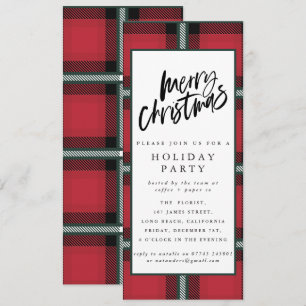 Invitación fiesta de Navidades corporativos de plaid Invitaci