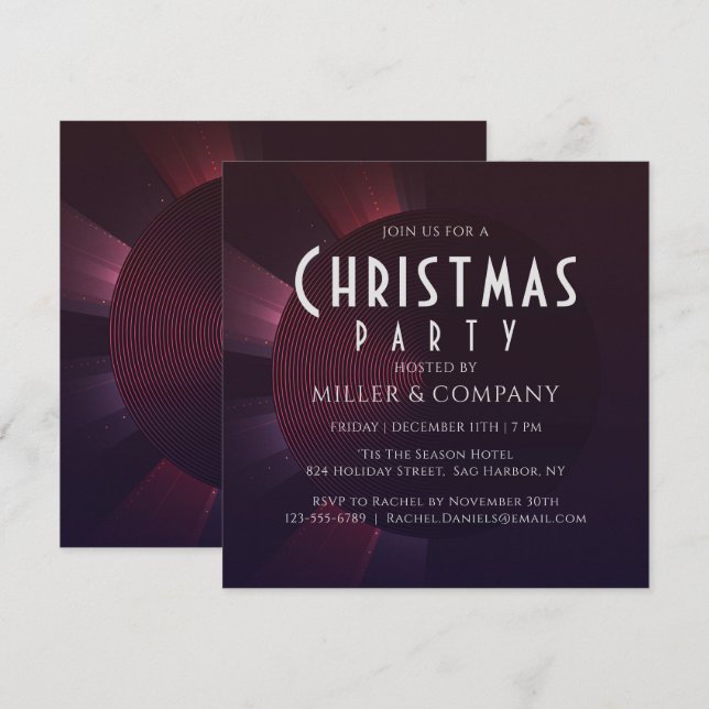 Invitación Fiesta de Navidades corporativos de Plum Resumen m (Anverso / Reverso)