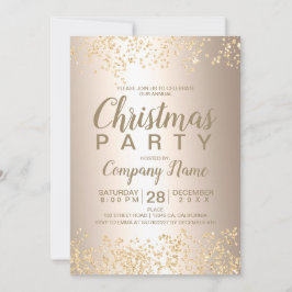 Invitación fiesta de Navidades corporativos de purpurina Gold