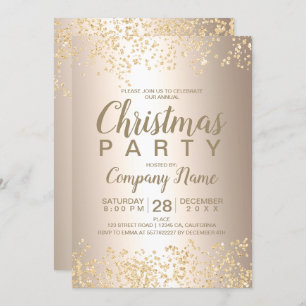 Invitación fiesta de Navidades corporativos de purpurina Gold