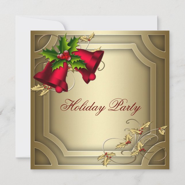 Invitación Fiesta de Navidades corporativos de Red Bells Gold (Anverso)