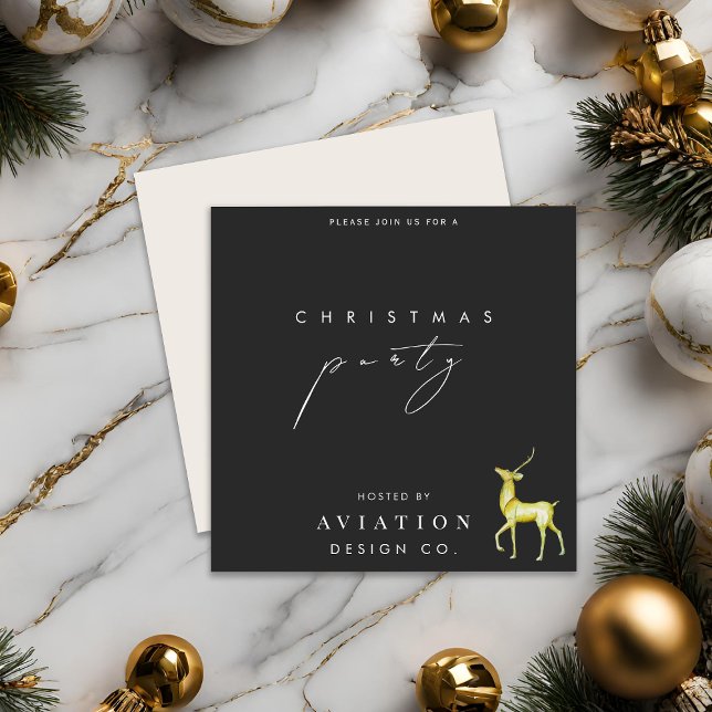 Invitación Fiesta de Navidades corporativos de renos minimali (Subido por el creador)