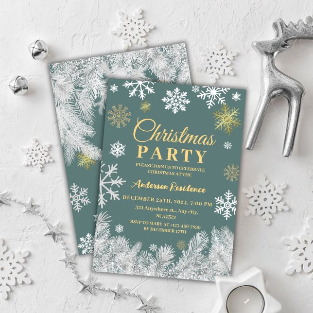Invitación Fiesta de Navidades corporativos elegante de Snowf (Subido por el creador)
