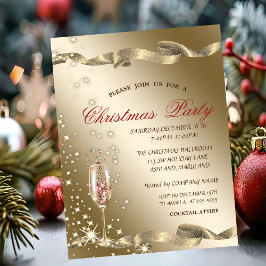 Invitación Fiesta de Navidades corporativos Gold Champagne Gl