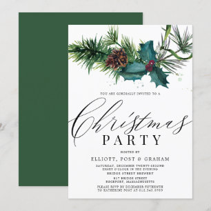 Invitación Fiesta de Navidades corporativos Holly y Pine