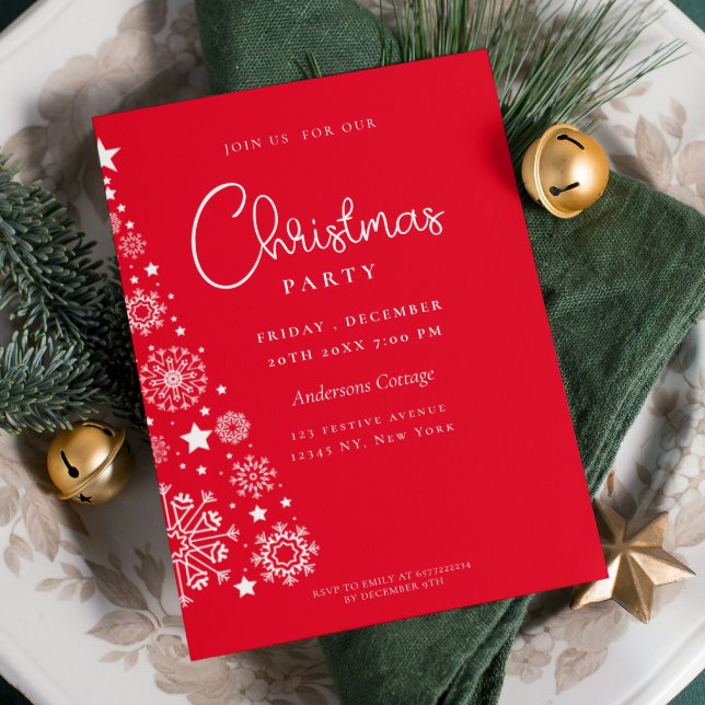 Invitación Fiesta de navidades corporativos rojos festivos (Unique Festive bold Red Christmas tree Party Invitation )
