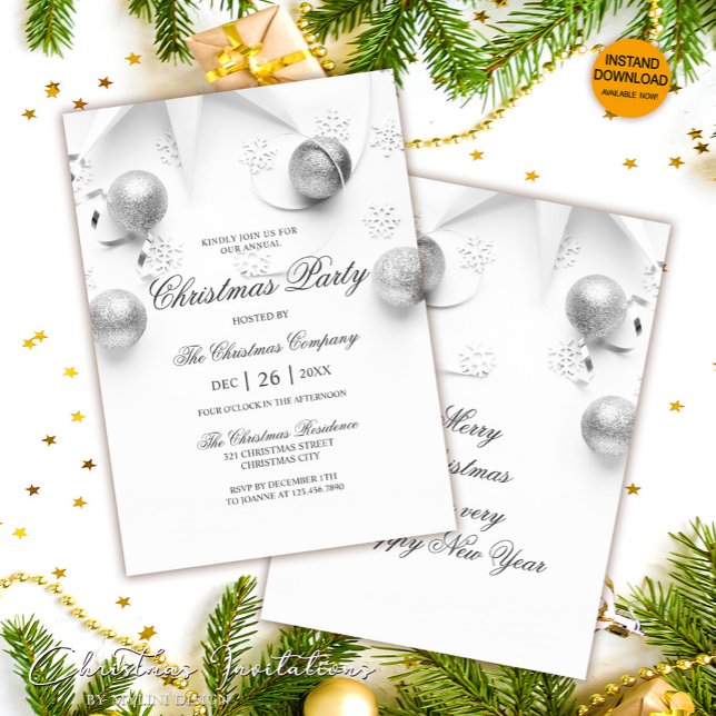 Invitación Fiesta de Navidades corporativos simples en blanco (Subido por el creador)