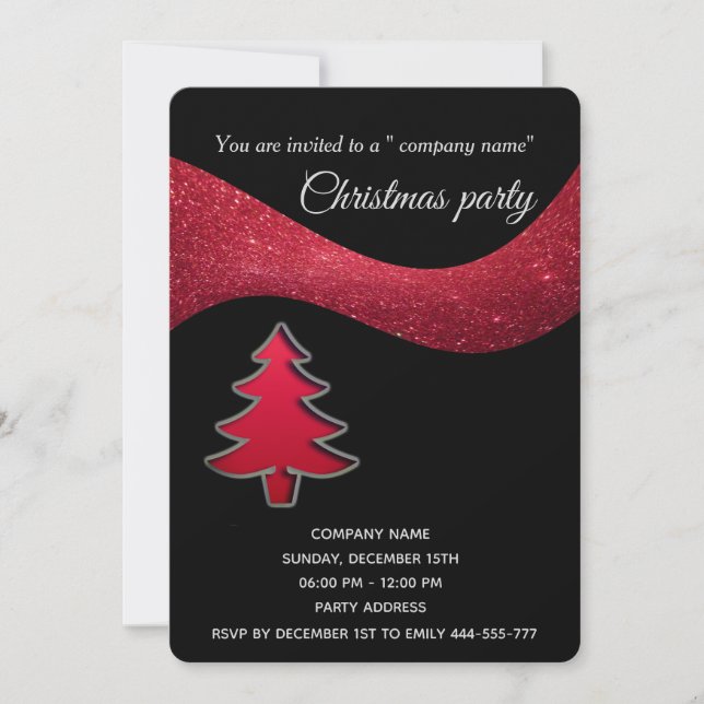 Invitación Fiesta de Navidades corporativos simples y negros  (Anverso)