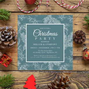 Invitación Fiesta de Navidades corporativos Verde azulados de