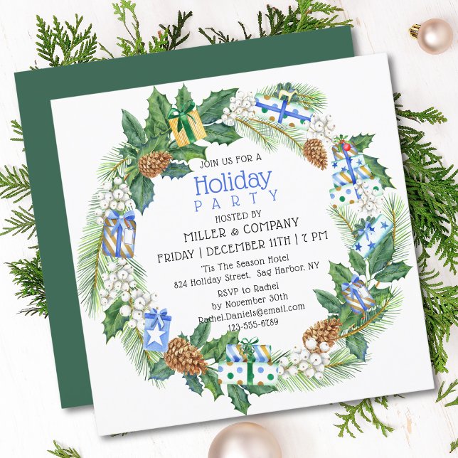 Invitación Fiesta de Navidades corporativos Wreath de regalo  (Subido por el creador)