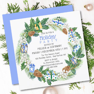 Invitación Fiesta de Navidades corporativos Wreath de regalo