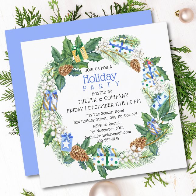 Invitación Fiesta de Navidades corporativos Wreath de regalo  (Subido por el creador)