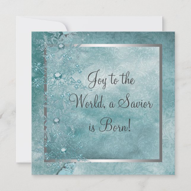 Invitación Fiesta de Navidades cristianos con copas de nieve  (Anverso)