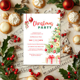 Invitación Fiesta de Navidades de acuarela