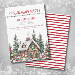 Invitación Fiesta de Navidades de acuarela de invierno festiv