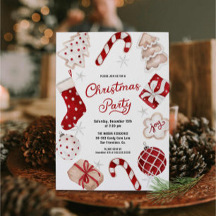 Invitación Fiesta de Navidades de acuarela festiva