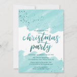 Invitación Fiesta de Navidades de acuarela verde azulada<br><div class="desc">Esta verde azulada tarjeta de invitación a la fiesta para navidades de acuarela es perfecta para un elegante evento vacacional. El diseño presenta suaves pinceles de color azul verde azulado con un toque de finas chispas verde azuladas. Tenga en cuenta que este diseño no incluye purpurina verde azulado o Relieve...</div>