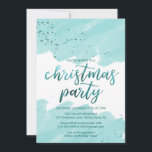 Invitación Fiesta de Navidades de acuarela verde azulada<br><div class="desc">Esta verde azulada tarjeta de invitación a la fiesta para navidades de acuarela es perfecta para un elegante evento vacacional. El diseño presenta suaves pinceles de color azul verde azulado con un toque de finas chispas verde azuladas. Tenga en cuenta que este diseño no incluye purpurina verde azulado o Relieve...</div>