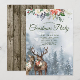 Invitación Fiesta de Navidades de animales de bosque de bosqu