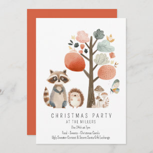 Invitación Fiesta de Navidades de Animales Forestales minimal