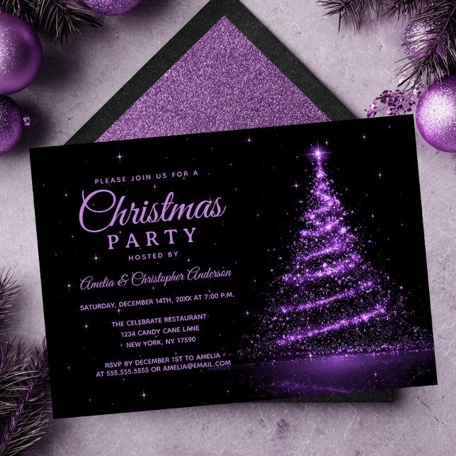 Invitación Fiesta de Navidades de árbol de luz de espárragos  (Subido por el creador)