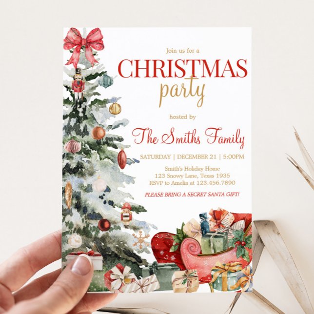 Invitación Fiesta de Navidades de árbol de navidad de vacacio (Christmas Tree Winter Holiday Christmas Party Invitation)