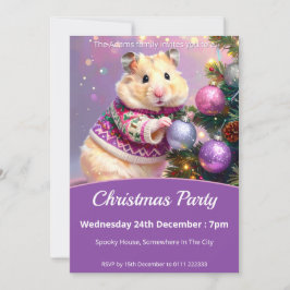 Invitación Fiesta de Navidades de árbol decorativo de hámster