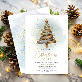 Invitación Fiesta de Navidades de árbol Purpurina de imitació