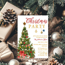 Invitación Fiesta de Navidades de árbol tradicionales de oro