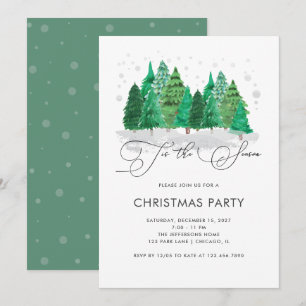Invitación Fiesta de Navidades de Árboles de Navidad acuarela