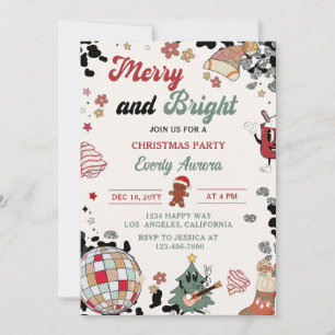 Invitación Fiesta De Navidades De Ball De Merry Y Bright Disc