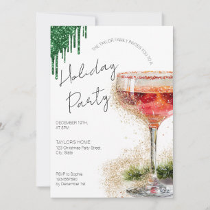 Invitación Fiesta de Navidades de bebidas festivas de cóctele