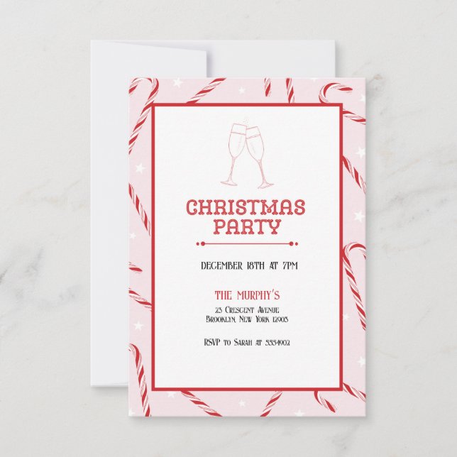 Invitación Fiesta de Navidades de bebidas festivas de cóctele (Anverso)