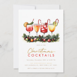 Invitación Fiesta de Navidades de bebidas festivas de cóctele