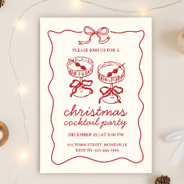 Invitación Fiesta de Navidades de bebidas festivas de cóctele