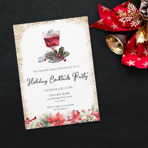 Invitación Fiesta de Navidades de bebidas festivas de cóctele