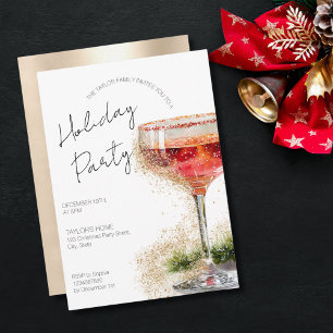 Invitación Fiesta de Navidades de bebidas festivas de cóctele