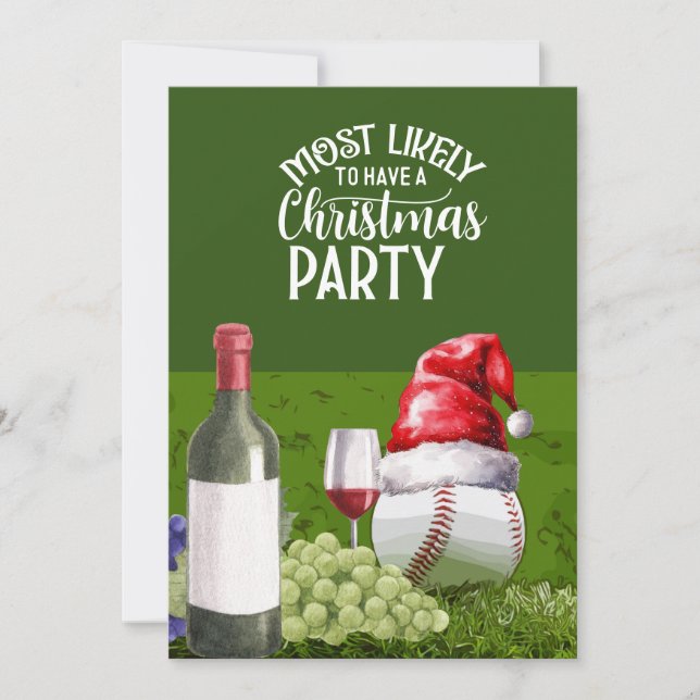Invitación Fiesta de Navidades de béisbol salva la fecha para (Anverso)