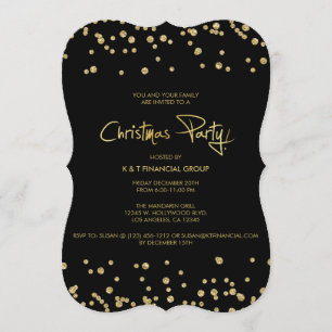 Invitación Fiesta de Navidades de Black and Gold Confetti Com
