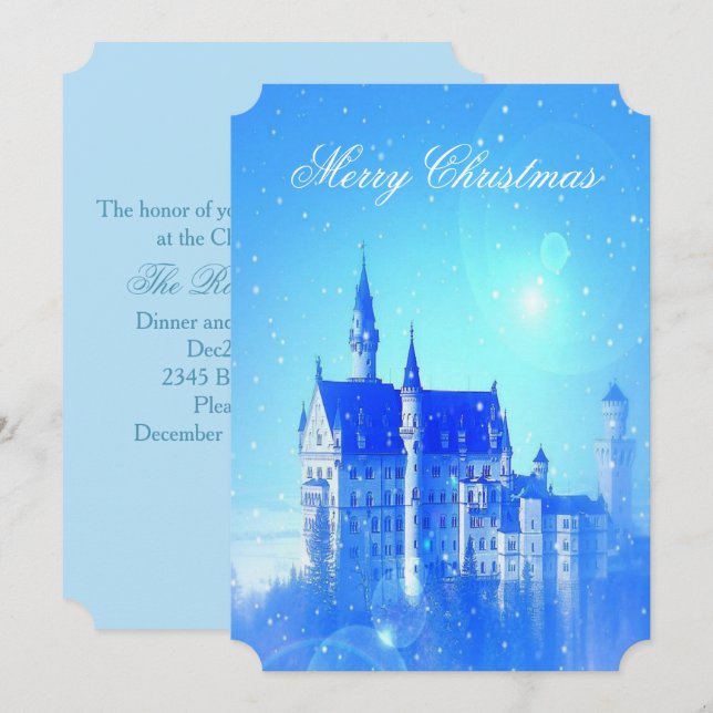 Invitación Fiesta de Navidades de Blue Winflakes (Anverso / Reverso)