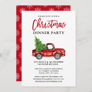 Invitación Fiesta de Navidades de Brusk Script Red Truck Snow