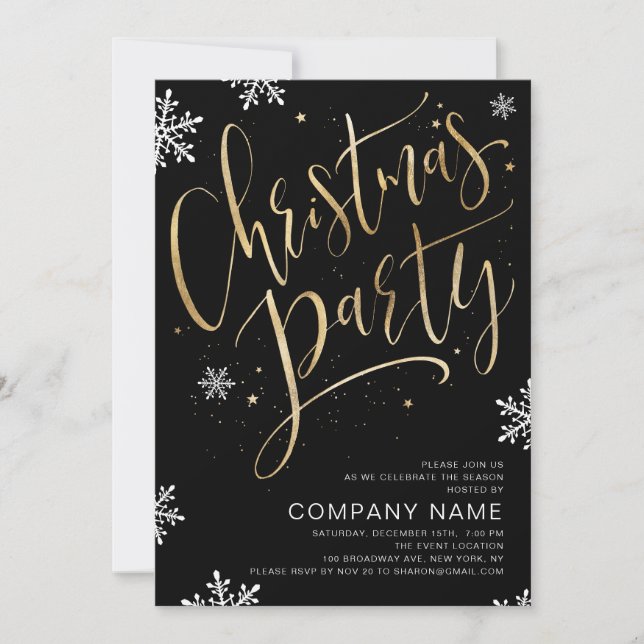 Invitación Fiesta de Navidades de caligrafía escrita a mano (Anverso)