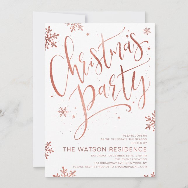 Invitación Fiesta de Navidades de caligrafía escrita a mano e (Anverso)