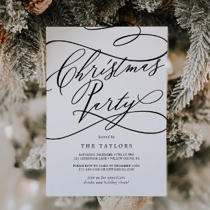 Invitación Fiesta de Navidades de caligrafía romántica